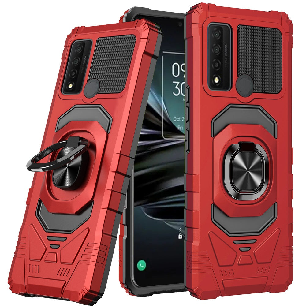 For TCL 20 XE Hybrid Dual Layer with Rotate Magnetic Ring Stand Holder Kickstand, Rugged Shockproof Anti-Scratch Protective  Phone Case Cover