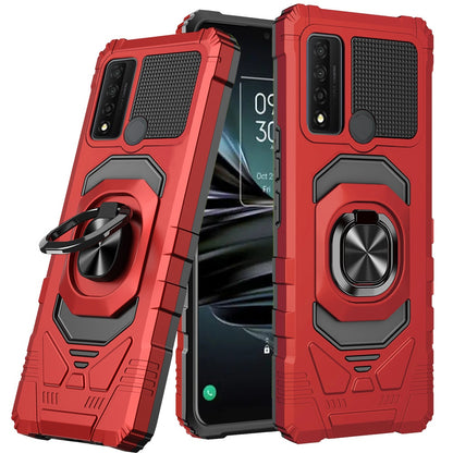For TCL 20 XE Hybrid Dual Layer with Rotate Magnetic Ring Stand Holder Kickstand, Rugged Shockproof Anti-Scratch Protective  Phone Case Cover