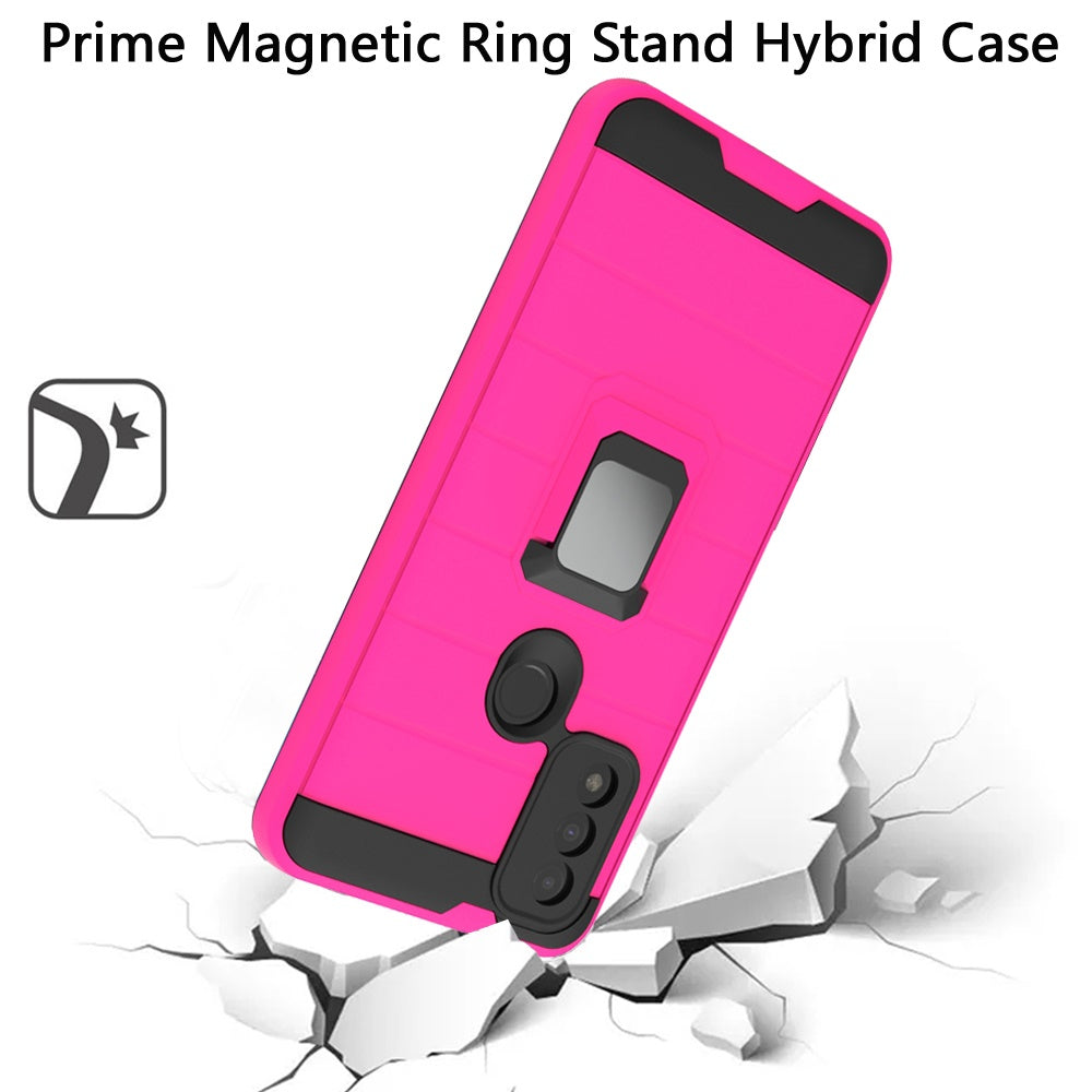 For Motorola Moto G Power 2022 Magnetic Ring Holder Rubber Hybrid Stand Kickstand Texture Rugged Armor Heavy Duty Military Grade  Phone Case Cover