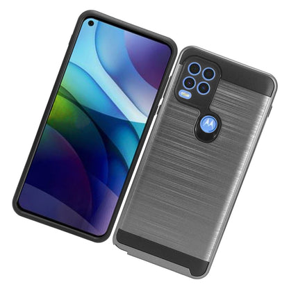 For Motorola Moto G Stylus 2021 5G Version Brushed Texture Slim Hybrid Shockproof Dual Layer Hard PC & TPU Armor Rugged Protective  Phone Case Cover