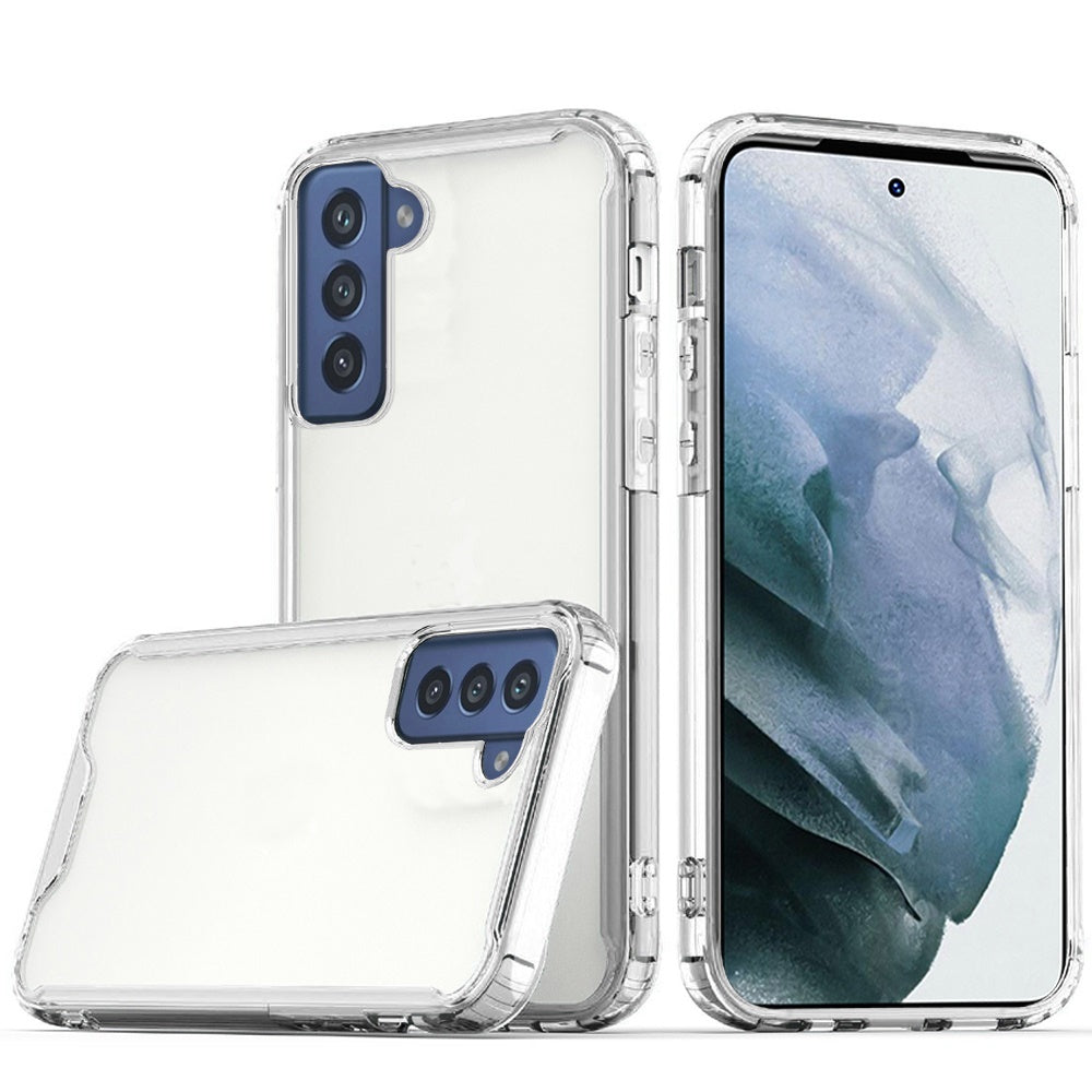 For Samsung Galaxy S21 Ultra Colored Shockproof Transparent Hard PC + Rubber TPU Hybrid Bumper Shell Slim Protective Clear Phone Case Cover