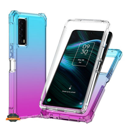 For TCL Stylus 5G Hybrid 2in1 Front Bumper Frame Cover Square Edge Shockproof Soft TPU + Hard PC Anti-Slip Heavy Duty  Phone Case Cover