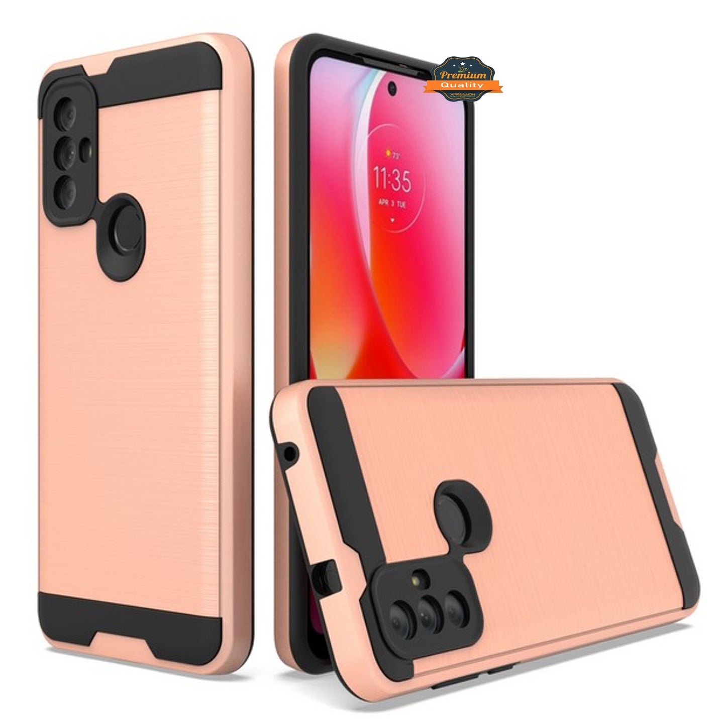 For Motorola Moto G Pure Rugged TPU Hard PC Brushed Metal Texture Hybrid Dual Layer Defender Armor Shock Absorbing  Phone Case Cover