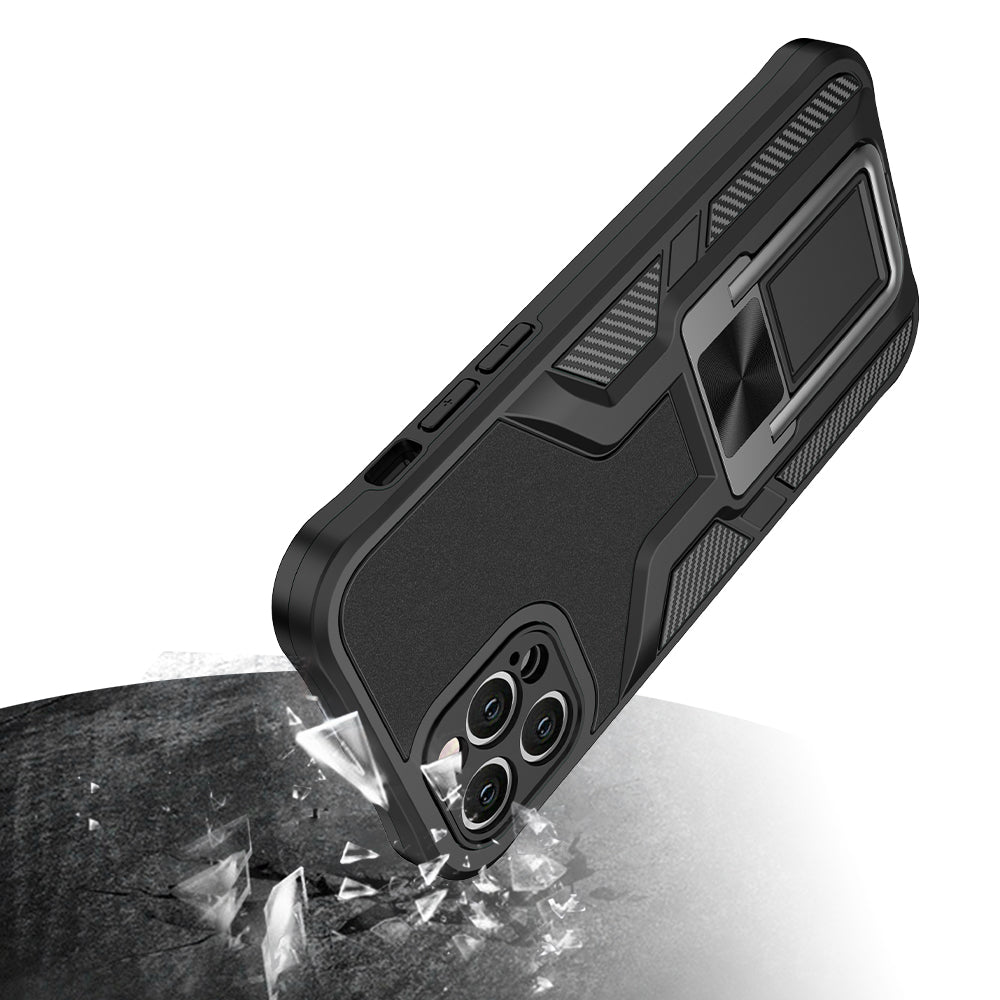 For Samsung Galaxy S21 Ultra Shockproof [Military-Grade] with Metal Magnetic Kickstand, Hybrid Rugged TPU Heavy Duty Black Phone Case Cover