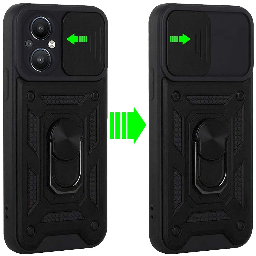 For OnePlus Nord N20 5G Hybrid Cases with Slide Camera Lens Cover and Ring Holder Kickstand Rugged Dual Layer Heavy Duty  Phone Case Cover