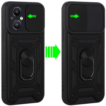 For OnePlus Nord N20 5G Hybrid Cases with Slide Camera Lens Cover and Ring Holder Kickstand Rugged Dual Layer Heavy Duty  Phone Case Cover