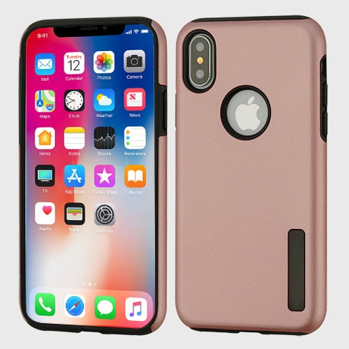 For Apple iPhone XS/X Slim Fit Hybrid Armor Rubber TPU Hard PC Shockproof Rugged Protective Rose Gold Phone Case Cover