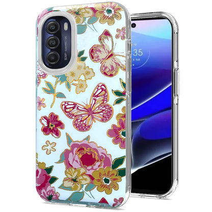 For Motorola Moto G Stylus 5G 2022 Stylish Gold Layer Design Hybrid Rubber TPU Hard PC Shockproof Rugged Slim  Phone Case Cover