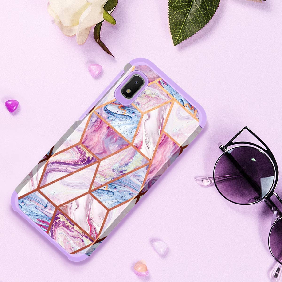 For Apple iPhone 13 Pro Max (6.7") Pattern Design Slim Hybrid Grid Bumper Rubber Soft TPU & Hard Back PC Protective  Phone Case Cover