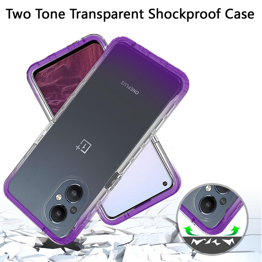 For OnePlus Nord N20 5G Dual Layer Hybrid Clear Gradient Two Tone Transparent Shockproof TPU Hard PC Protective Frame  Phone Case Cover