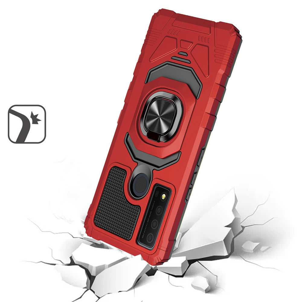 For TCL 30 XE 5G Hybrid Dual Layer with 360° Rotate Magnetic Ring Stand Holder Kickstand, Rugged Shockproof Protective  Phone Case Cover