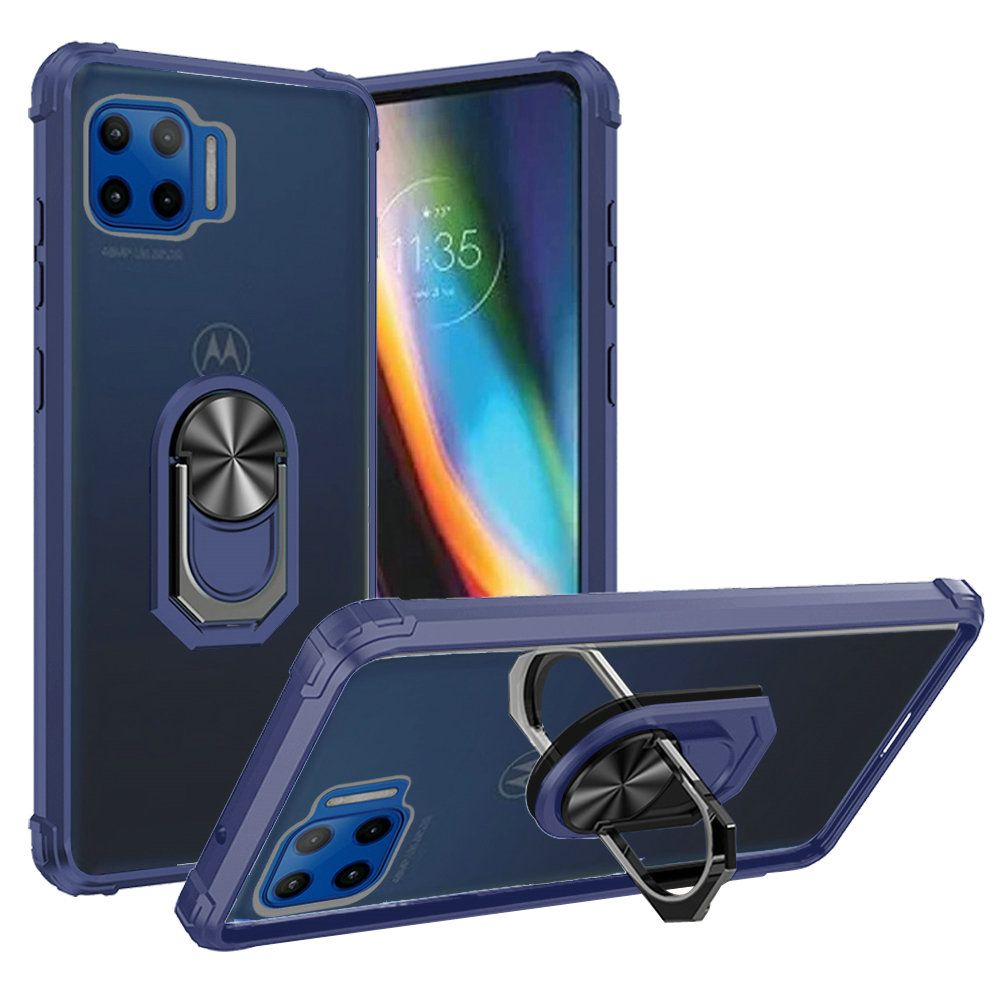 For Motorola Moto One 5G, Moto G 5G Plus, Moto One Lite Clear Silicone Shockproof Hybrid Protection Cover Transparent TPU with Magnetic Ring Kickstand  Phone Case Cover