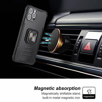 For Apple iPhone 11 (6.1") Hybrid with Stand Magnetic Ring Kickstand Bumper Shockproof Armor Heavy Duty Military Grade  Phone Case Cover