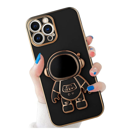 For Apple iPhone 13 /6.1" Astronaut Hidden Stand Holder Plating Hybrid Electroplated Bumper Shockproof Armor Cute  Phone Case Cover