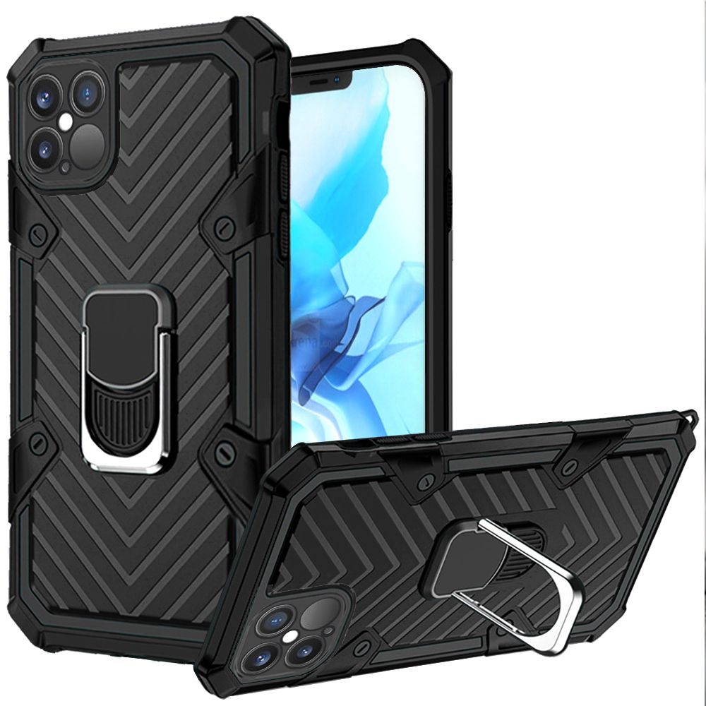 For Apple iPhone 13 (6.1") with Magnetic Ring Holder 360° Rotating Kickstand PC & TPU Dual Layer Hybrid Full-Body Drop Proof Rugged  Phone Case Cover