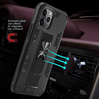 For Apple iPhone 14 (6.1") Built-in Slide Kickstand Shockproof Armor Heavy Duty Dual Layer [Military Grade] Rugged Bumper  Phone Case Cover