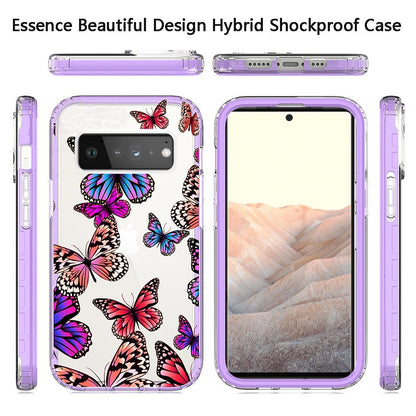 For Apple iPhone 14 Plus (6.7") Beautiful Design 3in1 Hybrid Triple Layer Armor Hard PC Plastic Rubber Frame Purple Butterfly Phone Case Cover