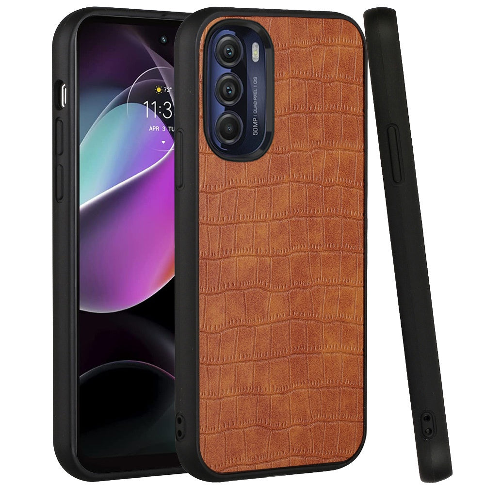 For Motorola Moto G 5G 2022 Thin PU Leather Crocodile Design Flip Snap On Hybrid Shockproof TPU PC Hard Shell Durable  Phone Case Cover