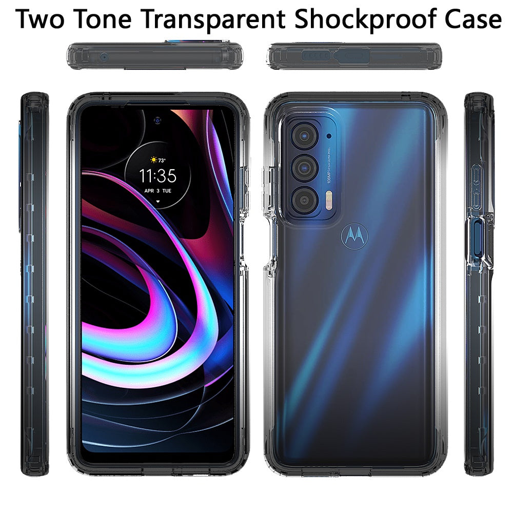 For Motorola Edge 2021 Dual Layer Hybrid Clear Gradient Two Tone Transparent Shockproof Rubber TPU Hard Protective Frame  Phone Case Cover