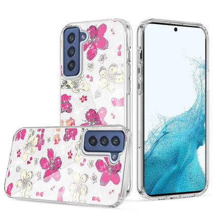 For Apple iPhone 14 (6.1") Beautiful Laser Clear Bling Glitter Design Pattern Hybrid Gummy Hard PC and TPU  Phone Case Cover