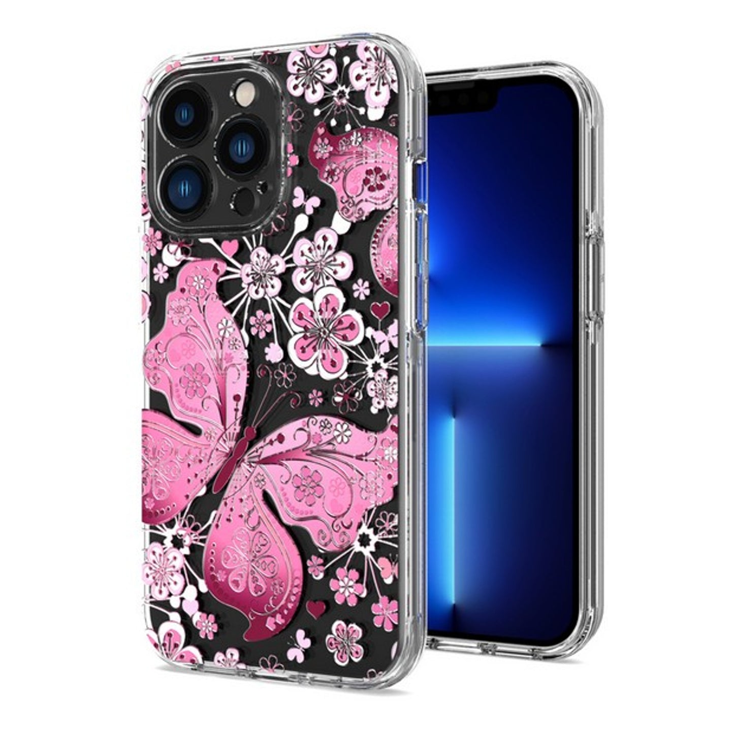 For Apple iPhone 13 / Pro Max Mini Hybrid Trendy Image Patterns Design Transparent Hard Back Shockproof TPU Rubber Protective  Phone Case Cover
