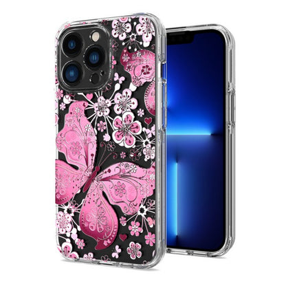For Apple iPhone 13 / Pro Max Mini Hybrid Trendy Image Patterns Design Transparent Hard Back Shockproof TPU Rubber Protective  Phone Case Cover