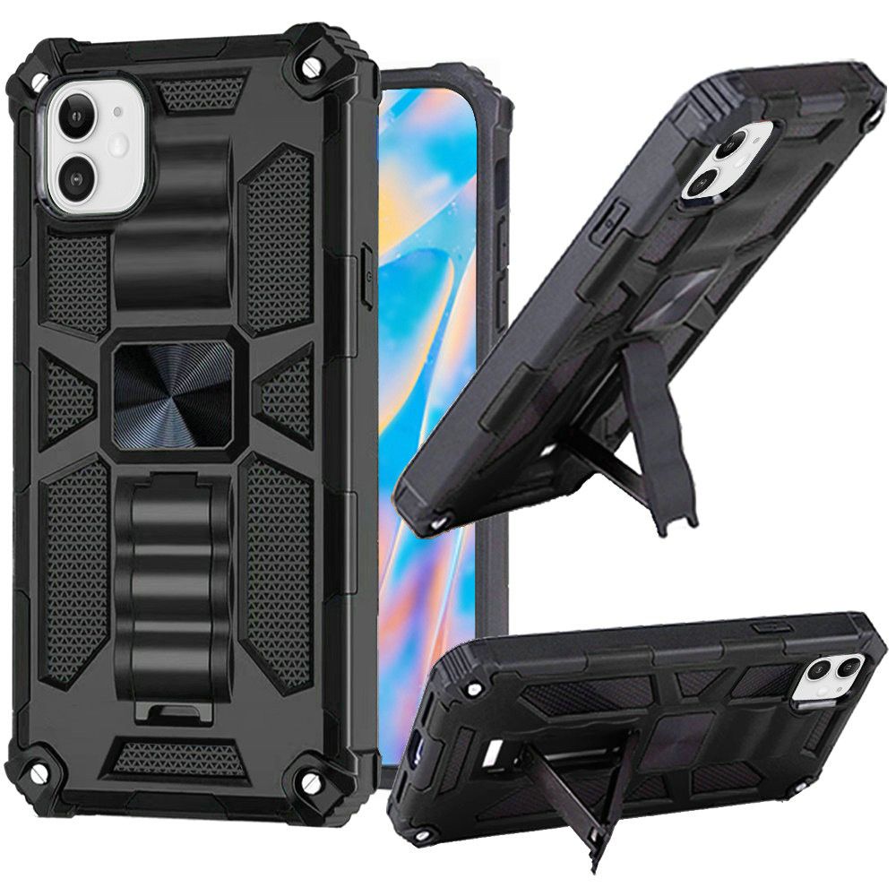 For Apple iPhone 13 Mini (5.4") Heavy Duty Stand Hybrid Shockproof [Military Grade] Rugged Protective with Built-in Kickstand Fit Magnetic Car Mount  Phone Case Cover