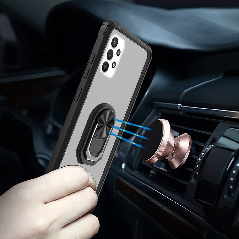 For Samsung Galaxy A33 5G Clear Silicone Shockproof Hybrid Protection Cover Transparent TPU with Magnetic Ring Kickstand  Phone Case Cover