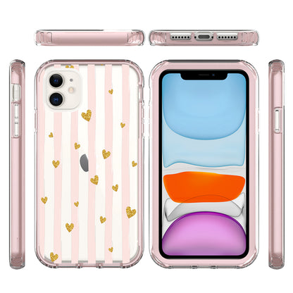 For Apple iPhone 14 (6.1") Beautiful Design 3 in 1 Hybrid Triple Layer Armor Hard PC Plastic Rubber TPU Frame  Phone Case Cover