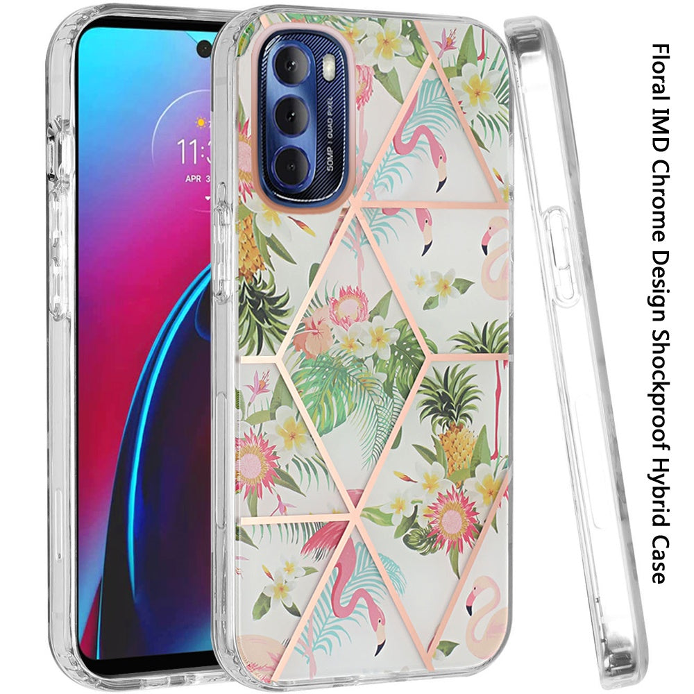 For Motorola Moto G Stylus 2022 4G Fashion Floral IMD Design Flower Pattern Hybrid Protective Hard PC Rubber TPU Back  Phone Case Cover