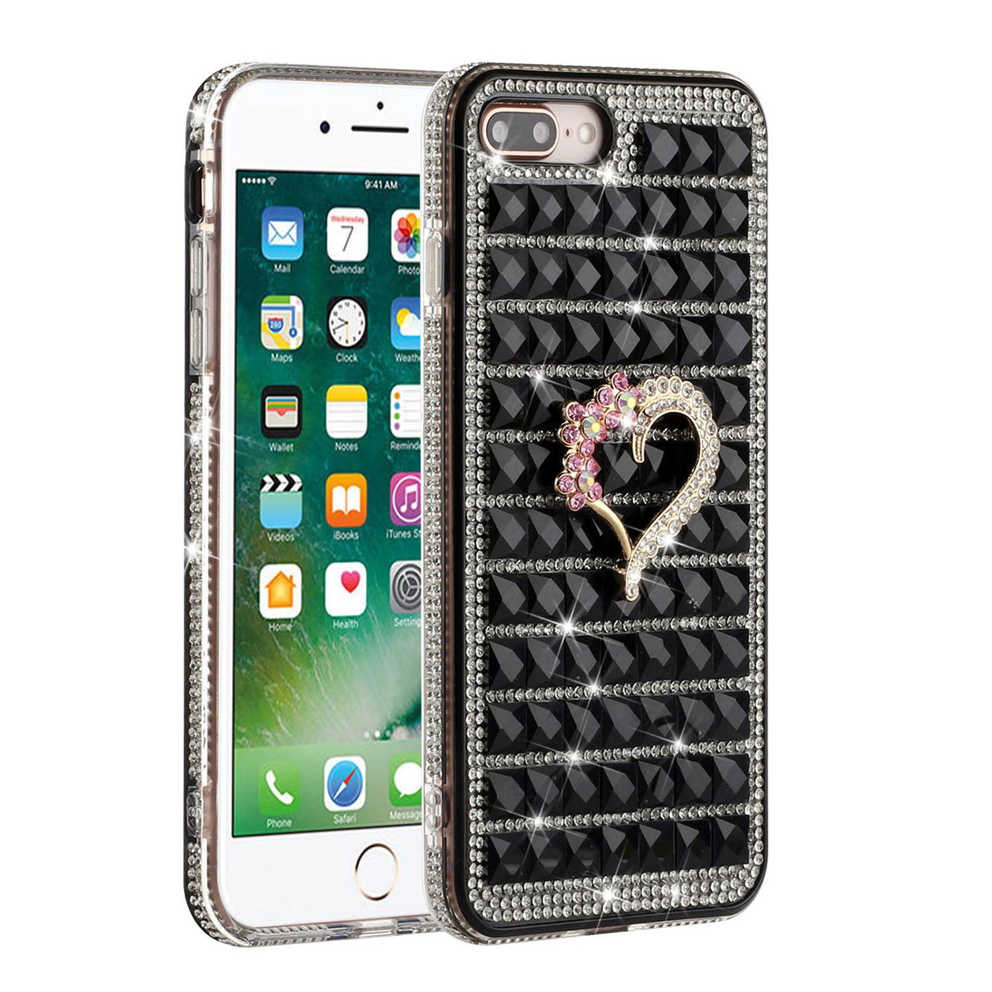 For Apple iPhone 8 Plus/7 Plus/6 Plus/6s Plus Fashion Luxury 3D Bling Diamonds Rhinestone Jeweled Ornament Shiny Crystal  Phone Case Cover