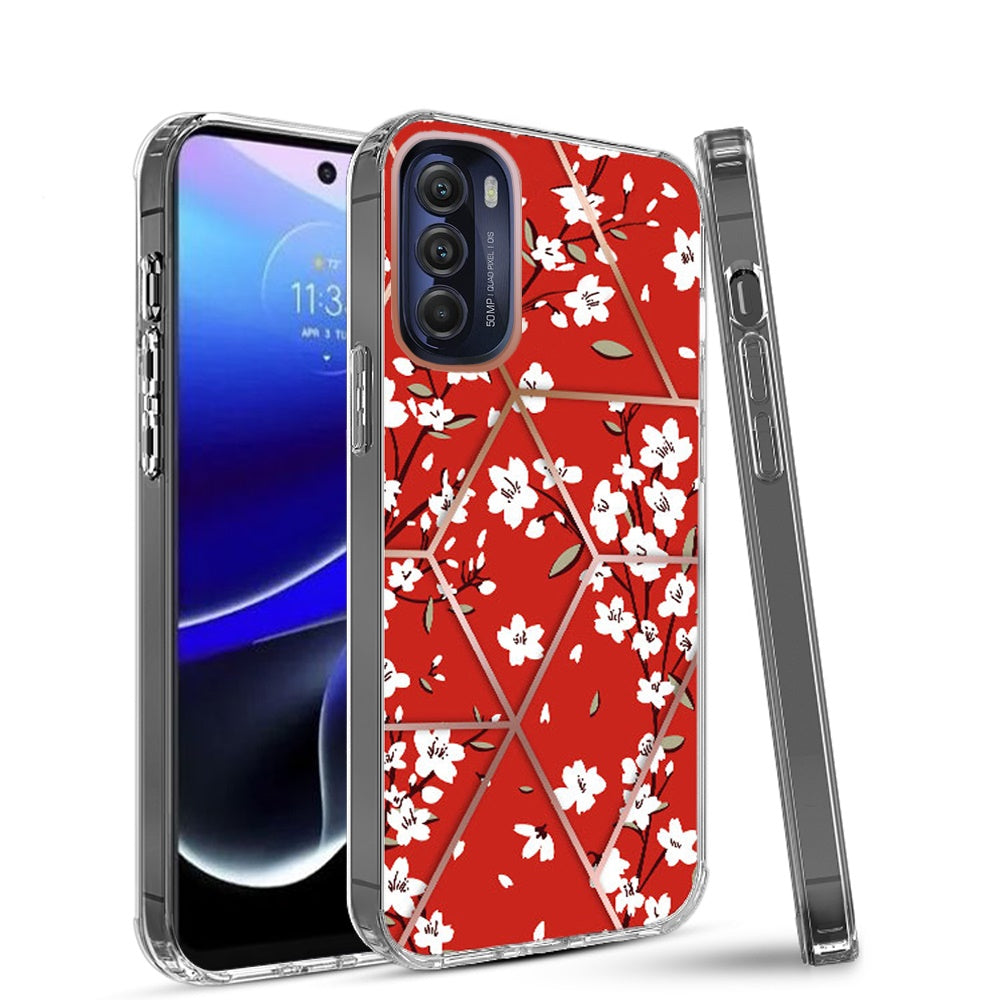 For Motorola Moto G Stylus 5G 2022 Fashion Art Floral IMD Design Beautiful Flower Pattern Hybrid PC Rubber Slim Hard Back  Phone Case Cover