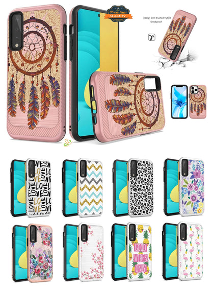 For Motorola Moto G Pure Cute Design Printed Pattern Fashion Brushed Texture Shockproof Dual Layer Hybrid Slim Rubber  Phone Case Cover