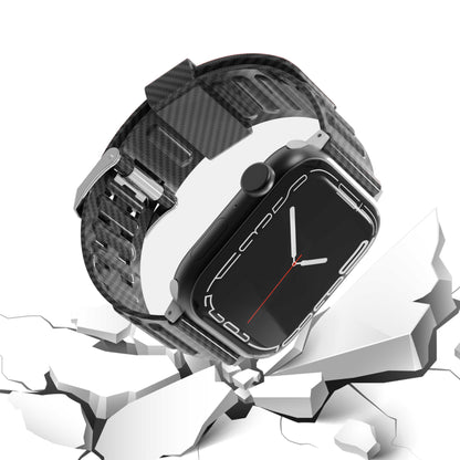 For Apple Watch Size 38/40/41mm Sport Bands Carbon Fiber Design Rubber TPU Replacement Band Strap for iWatch Series 7/SE/6/5/4/3/2/1 Black Phone Case Cover