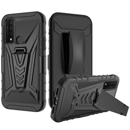 For TCL 20 XE Combo 3 in 1 Rugged Belt Clip Holster Heavy Duty Tuff Hybrid Armor Rugged Hard TPU Rubber with Kickstand Stand  Phone Case Cover