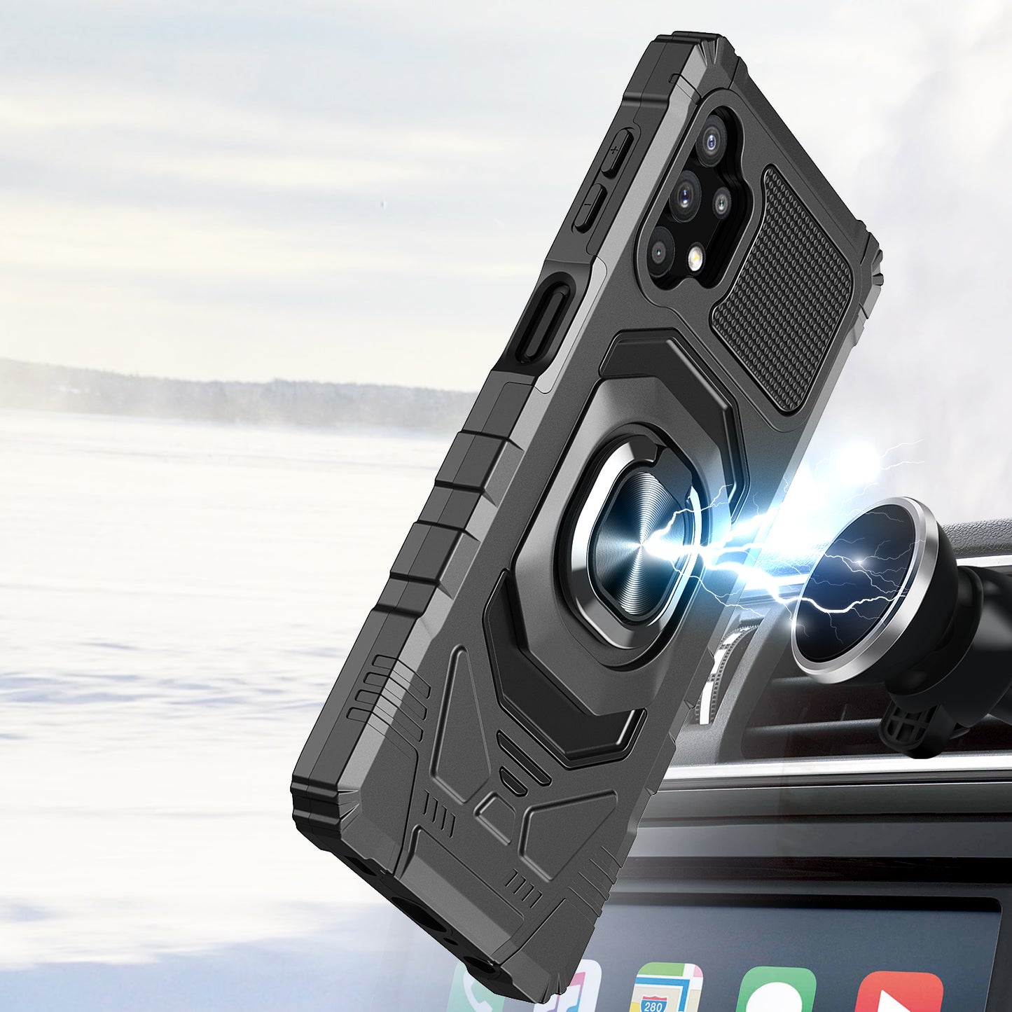 For Samsung Galaxy A32 5G Hybrid Dual Layer with Rotate Magnetic Ring Stand Holder Kickstand, Rugged Shockproof Hard Protective  Phone Case Cover