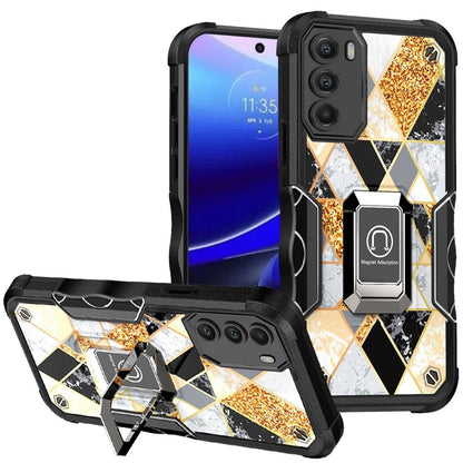 For Motorola Moto G Stylus 5G 2022 Marble IMD Design Hybrid Magnetic Ring Stand Kickstand Heavy Duty Shockproof  Phone Case Cover
