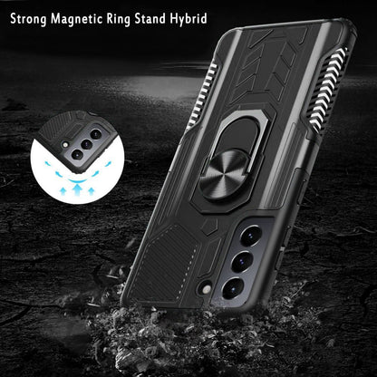 For Samsung Galaxy S21 FE /Fan Edition Military Grade Hybrid Heavy Duty 2 in 1 Hard PC and Silicone with Ring Stand Holder  Phone Case Cover