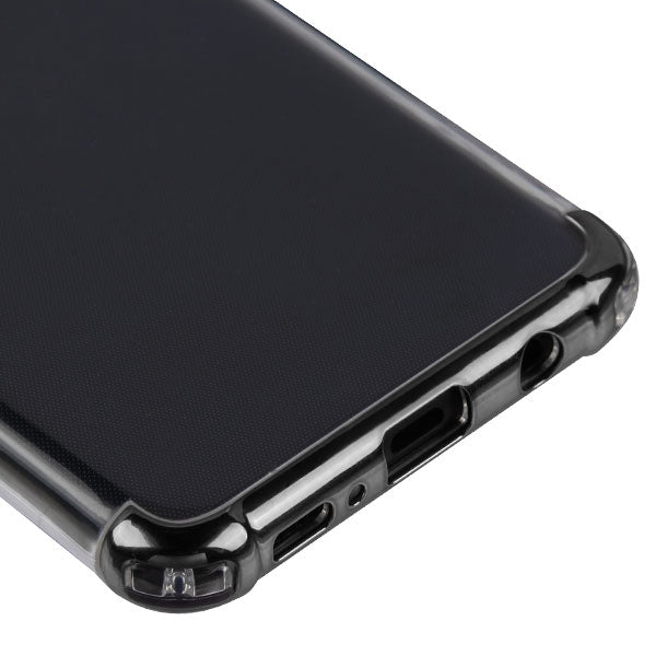 For Samsung Galaxy S10E Slim Hybrid Transparent Rubber Gummy Hard PC Silicone Electroplating Protective Clear / Black Phone Case Cover