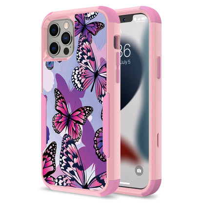For Apple iPhone 13 Pro (6.1") Fashion Design Three Layer Heavy Duty Hybrid Sturdy 3in1 Shockproof Hard PC Back Protective  Phone Case Cover