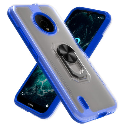 For Nokia C200 Clear Transparent Armor Rugged Defender Shockproof Hybrid with Ring Holder Kickstand  Phone Case Cover