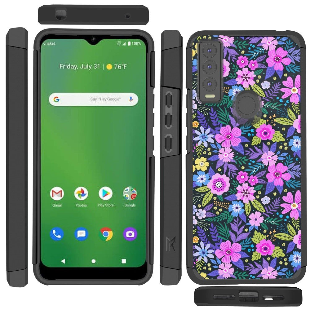 For Cricket Ovation 3 Graphic Design Pattern Hard PC TPU 2in1 Tough Strong Hybrid Shockproof Armor Frame  Phone Case Cover