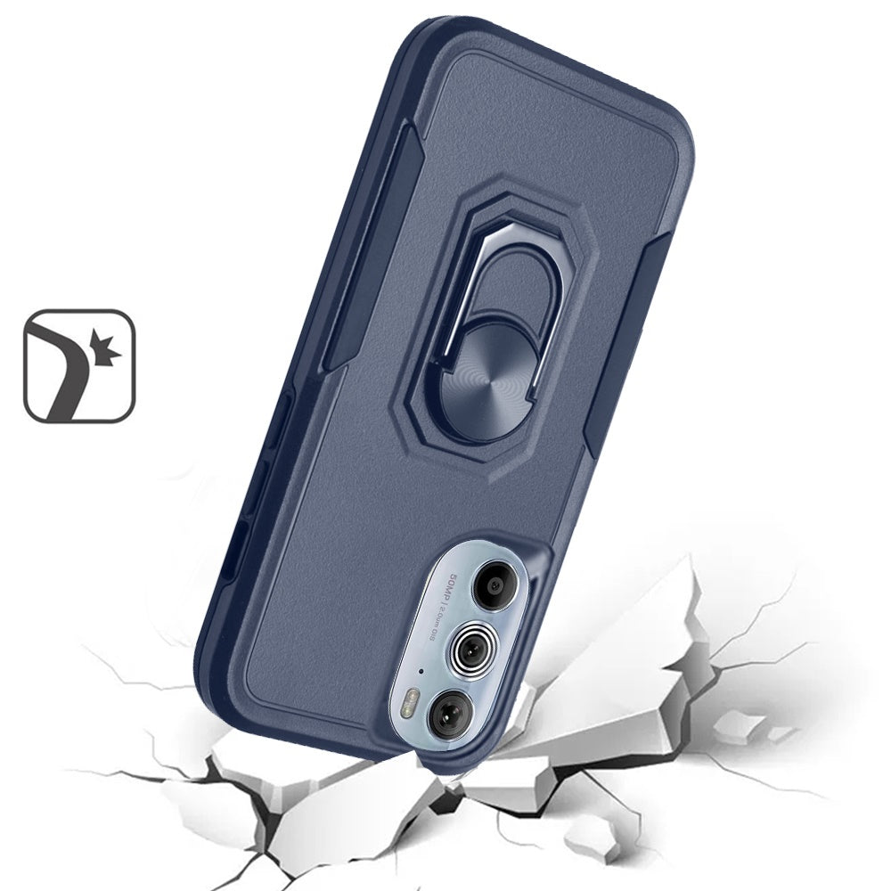 For Motorola Edge+ 2022 /Edge Plus Hybrid Rugged Hard Drop-Proof Protection Military Grade Armor with Metal Ring Stand  Phone Case Cover