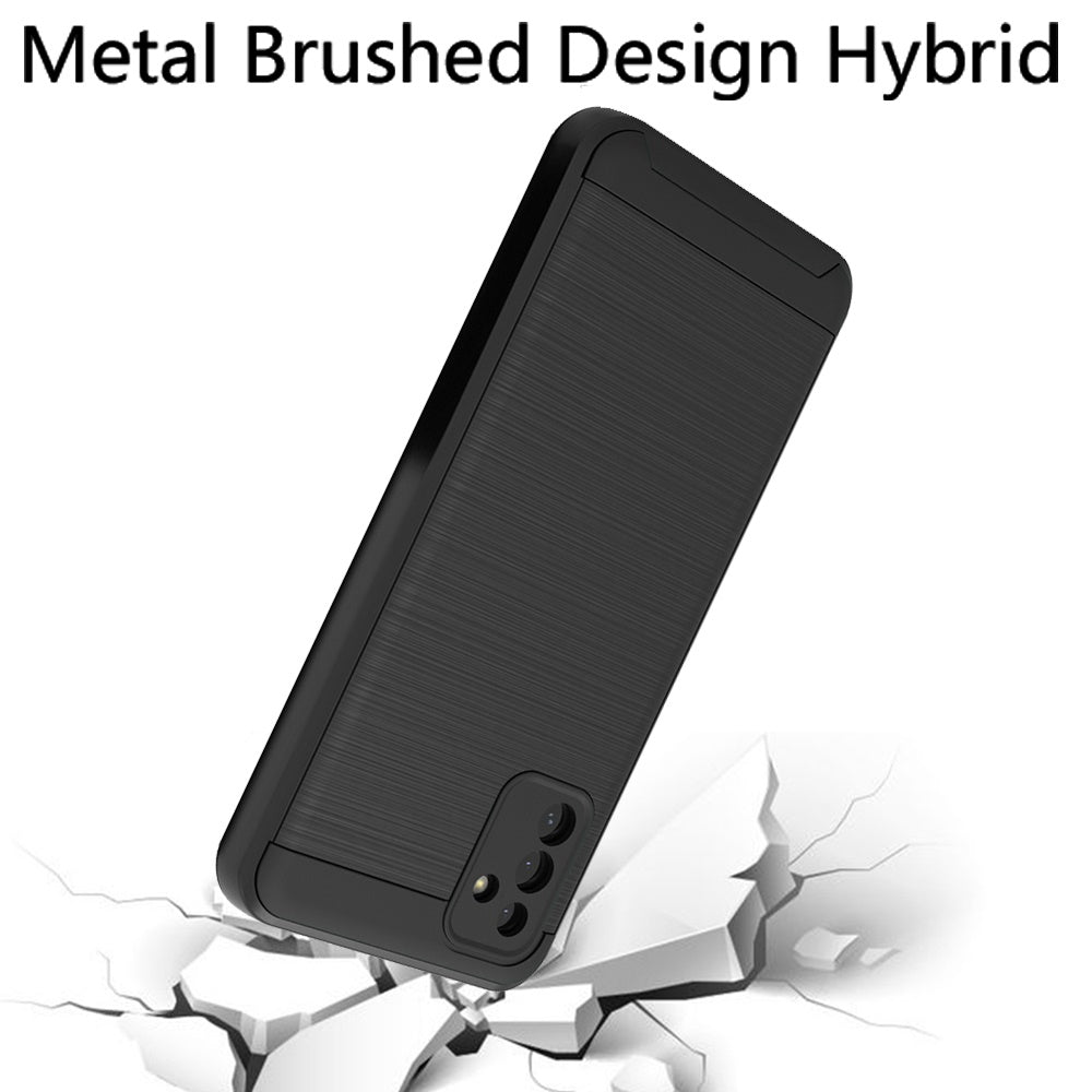For Samsung Galaxy A13 5G Hybrid Rugged Brushed Metallic Design [Soft TPU + Hard PC] Dual Layer Shockproof Armor Impact  Phone Case Cover