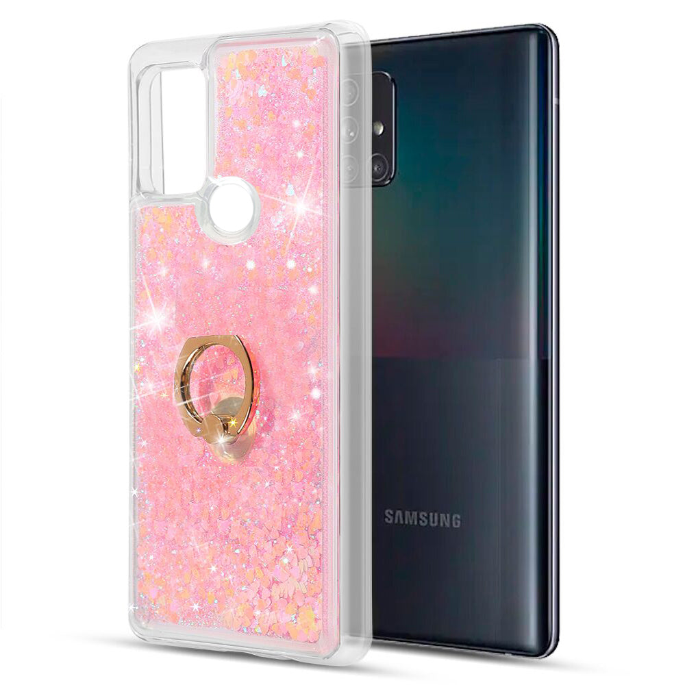 For Motorola Moto G Pure Hybrid Bling Liquid Quicksand Glittering Sparkle TPU Rubber PC with Ring Stand Holder Kickstand  Phone Case Cover