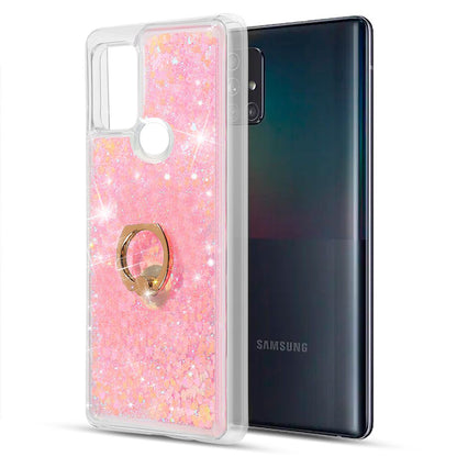 For Motorola Moto G Pure Hybrid Bling Liquid Quicksand Glittering Sparkle TPU Rubber PC with Ring Stand Holder Kickstand  Phone Case Cover