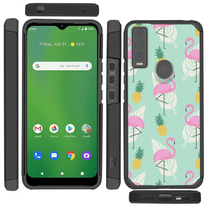 For Cricket Ovation 3 Graphic Design Pattern Hard PC TPU 2in1 Tough Strong Hybrid Shockproof Armor Frame  Phone Case Cover