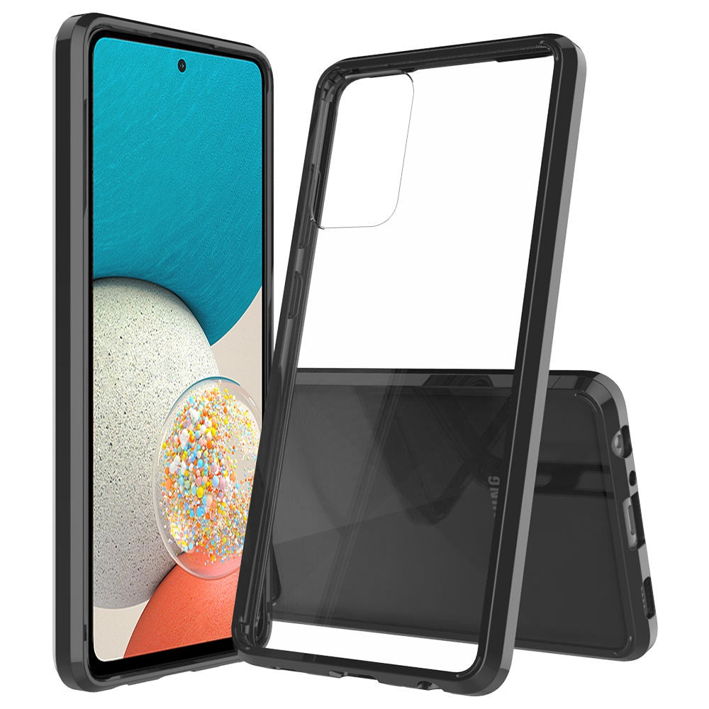 For Samsung Galaxy A53 5G Hybrid Slim Crystal Clear Transparent Shock-Absorption Bumper with TPU + Hard PC Back Frame  Phone Case Cover