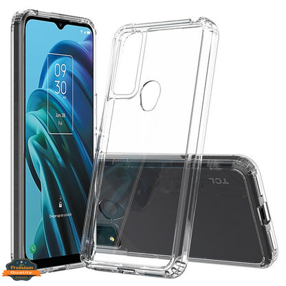 For TCL 30 XE 5G Crystal HD Clear Back Panel + TPU Bumper Frame Hybrid Thin Ultra Slim Hard Shockproof Defender  Phone Case Cover