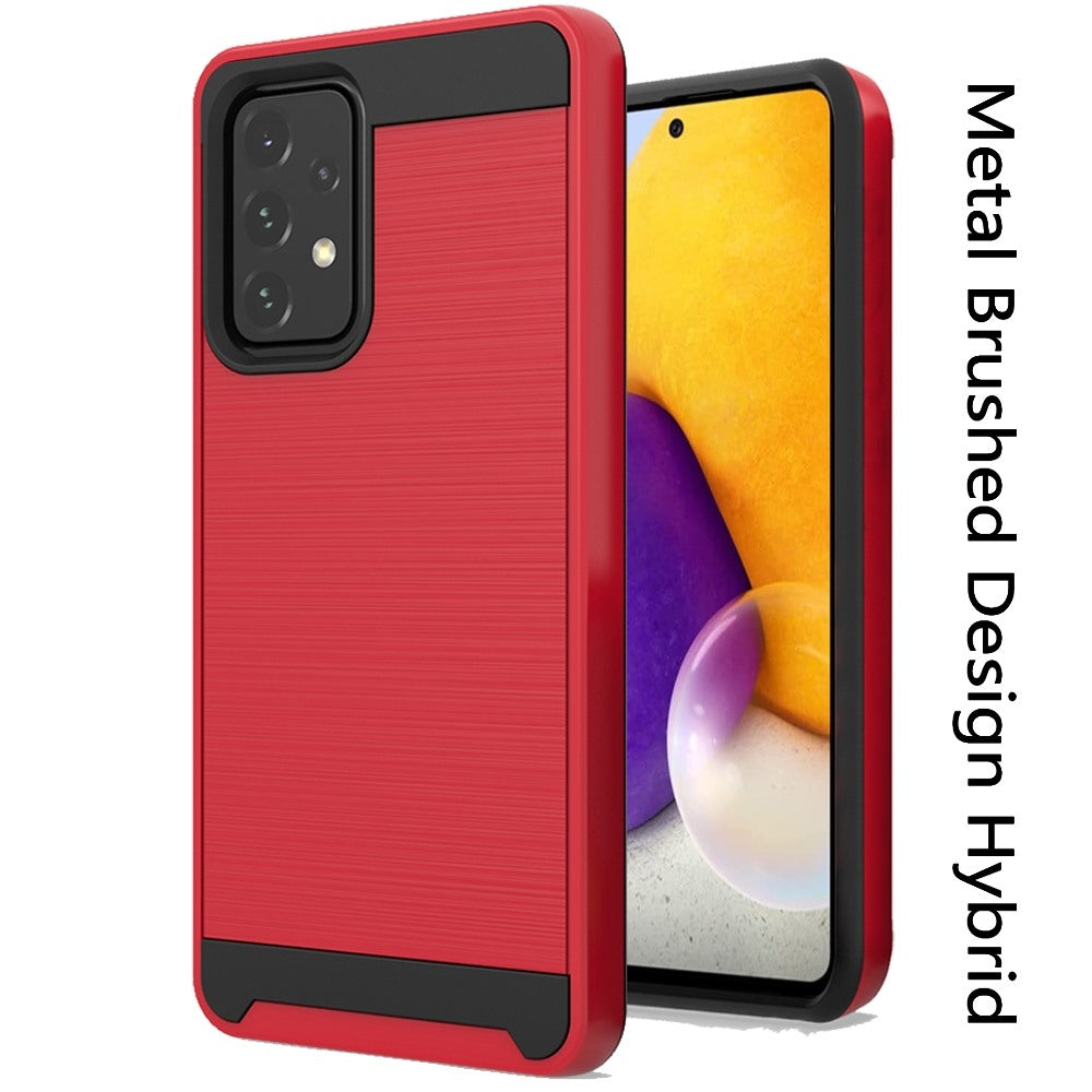 For Samsung Galaxy A73 5G Hybrid Rugged Brushed Metallic Design [Soft TPU + Hard PC] Dual Layer Shockproof Armor Impact  Phone Case Cover